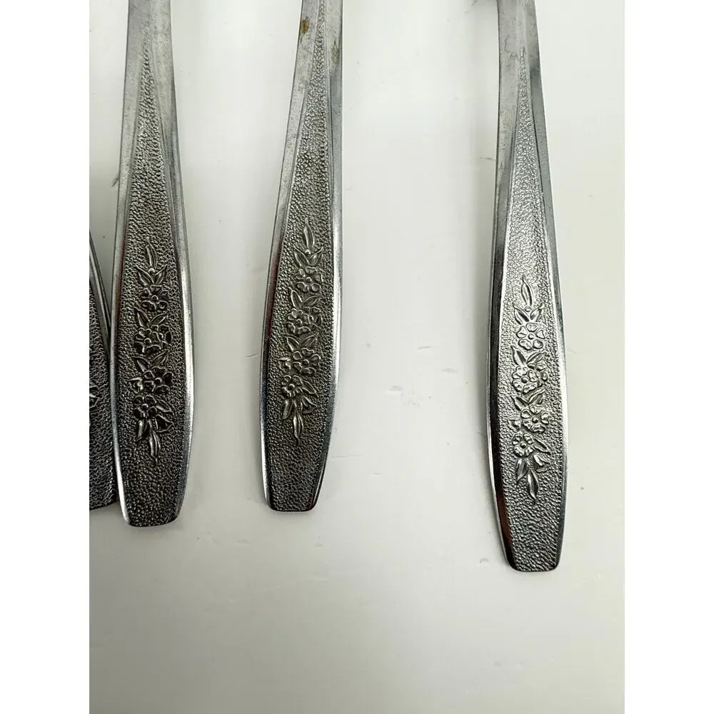 Vintage Floral Teaspoons Simeon L George H Rogers Stainless Lot 9 Replacement